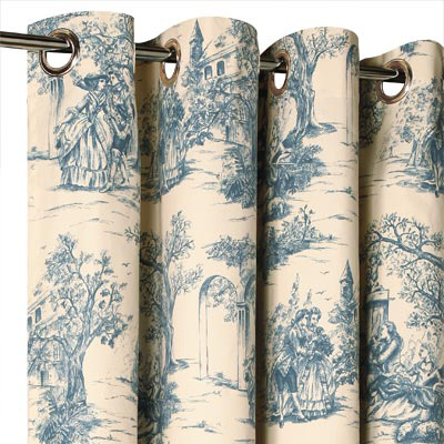 Rideau Toile de Jouy Bleu