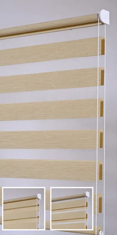 Store enrouleur jour nuit tissu aspect naturel noir sur mesure